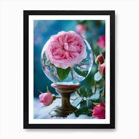 English Roses Painting Rose In A Snow Globe 4 Art Print