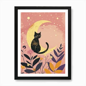 Cat On The Moon Art Print