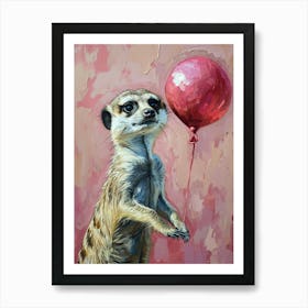 Cute Meerkat 3 With Balloon Art Print