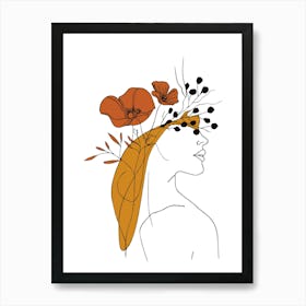 Woman With Flowers In Her Hair 1 Art Print