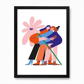 Girls Happy Together Flower Art Print