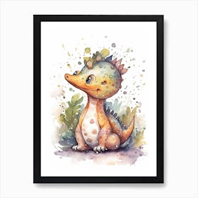 Anchisaurus Cute Dinosaur Watercolour 4 Art Print