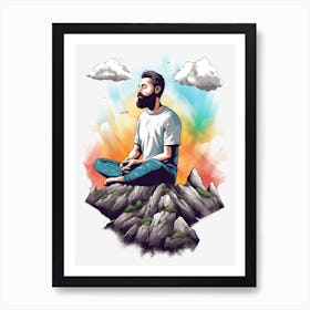 Meditation on a mountain Art Print