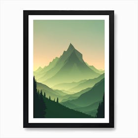 Misty Mountains Vertical Composition In Green Tone 38 Art Print