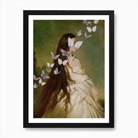 Lady With Butterflies Art Print