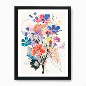 Cineraria Collage Flower Bouquet Art Print