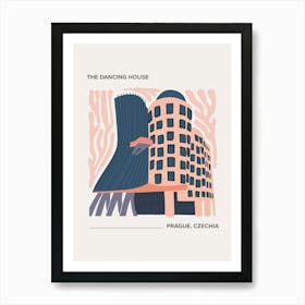 The Dancing House   Prague, Czechia, Warm Colours Illustration Travel Poster 2 Art Print