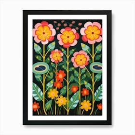 Flower Motif Painting Portulaca Art Print