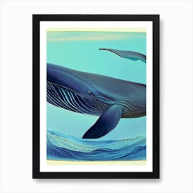 Beluga Whale Retro Illustration Art Print