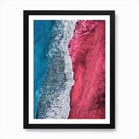 Ocean Glitter Pink Collage Art Print