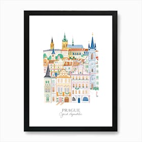 Prague Czech Republic Gouache Travel Illustration Art Print