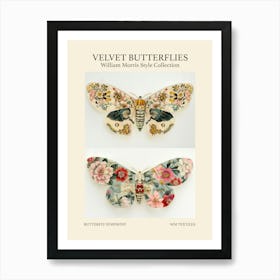 Velvet Butterflies Collection Butterfly Symphony William Morris Style 4 Art Print