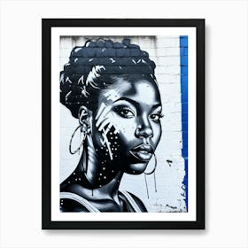 Graffiti Mural Of Beautiful Black Woman 141 Art Print