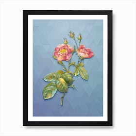 Vintage Anemone Centuries Rose Botanical Art on Summer Song Blue n.0165 Art Print