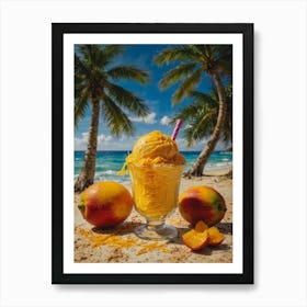 Mango Ice Cream On The Beach Art Print