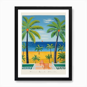 Poster Of Miami Beach, Florida, Matisse And Rousseau Style 5 Art Print