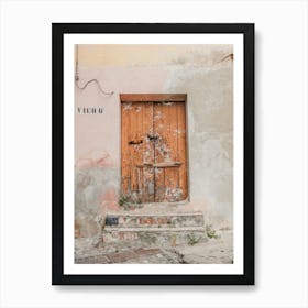 Old Wooden Door At Vico 6 In Italy Art Print