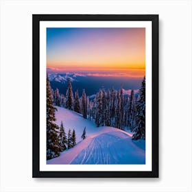 Jasna, Slovakia Sunrise Skiing Poster Art Print