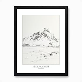 Vinson Massif Antarctica Line Drawing 1 Poster Art Print