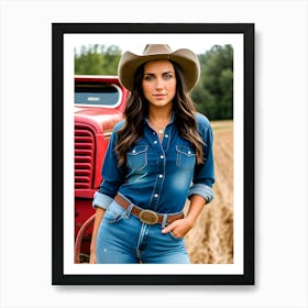 Cowgirl In Jeans 2 Art Print