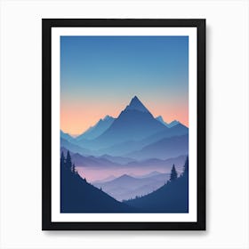 Misty Mountains Vertical Composition In Blue Tone 88 Art Print