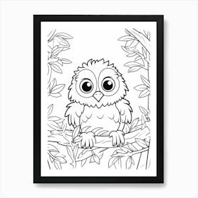 Line Art Jungle Animal Macaw 4 Art Print