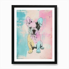 Pastel Watercolour French Bulldog Line Illustration 1 Art Print