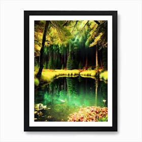 Pond In The Forest 3 Art Print