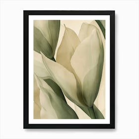 Green Beige Close Up Petals 1 Poster