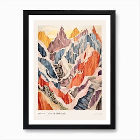 Mount Silverthrone United States Colourful Mountain Illustration Poster Art Print