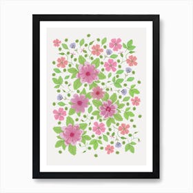 Wild Flowers On White Background Art Print