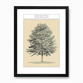 Beech Tree Minimalistic Drawing 2 Poster Art Print