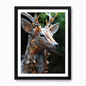 Technopunk deer in the forest. 11 Art Print