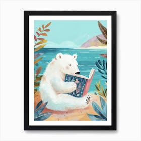 Polar Bear Reading Storybook Illustration 4 Art Print