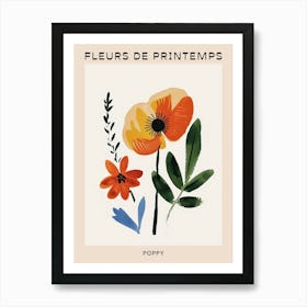 Spring Floral French Poster  Poppy 1 Art Print