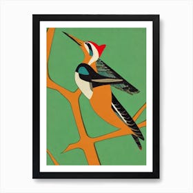 Woodpecker Midcentury Illustration Bird Art Print