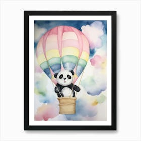 Baby Panda 3 In A Hot Air Balloon Art Print