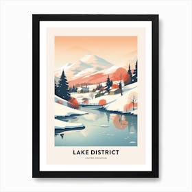 Vintage Winter Travel Poster Lake District United Kingdom 5 Art Print