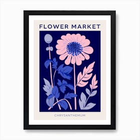 Blue Flower Market Poster Chrysanthemum 3 Art Print