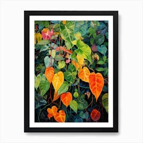 Tropical Plant Painting Devils Ivy  2 Art Print