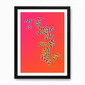 Neon Bridal Creeper Botanical in Hot Pink and Electric Blue n.0542 Art Print