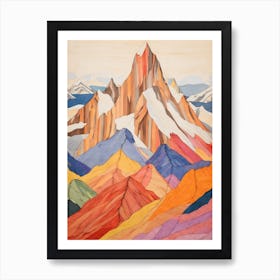 Mount Saint Elias Canada 2 Colourful Mountain Illustration Art Print