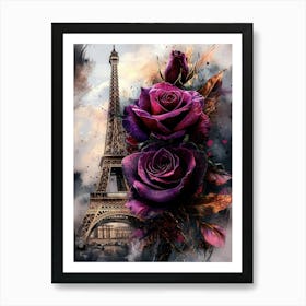 Parisian Elegance: Vintage Collage with Roses and Calligraphy Art Print