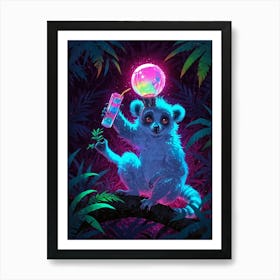 Psychedelic Lemur 1 Art Print