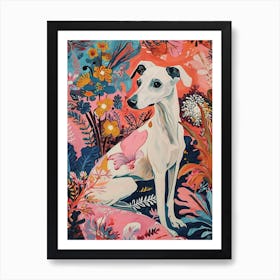Floral Animal Painting Dog 1 Art Print