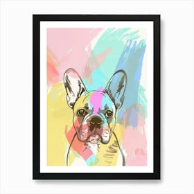French Bulldog Pastel Line Watercolour Illustration  3 Art Print