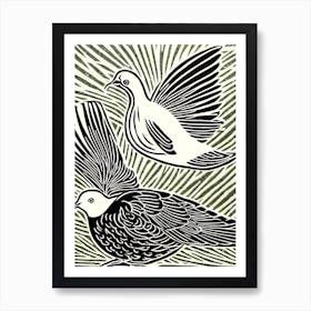 Dove Linocut Bird Art Print