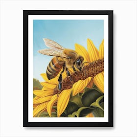European Honey Bee Storybook Illustration 5 Art Print
