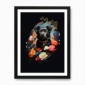 Dog With Flowers Poster