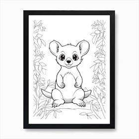 Line Art Jungle Animal Kinkajou 2 Art Print